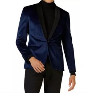 Guess Los Angeles (Size XL) Men's Navy Blue/Black Velvet Textured Dinner Jacket